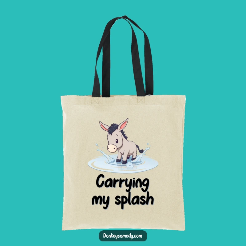 Funny Donkey Puddle Splash Tote Bag - Humorous Gift for Everyday Adventures